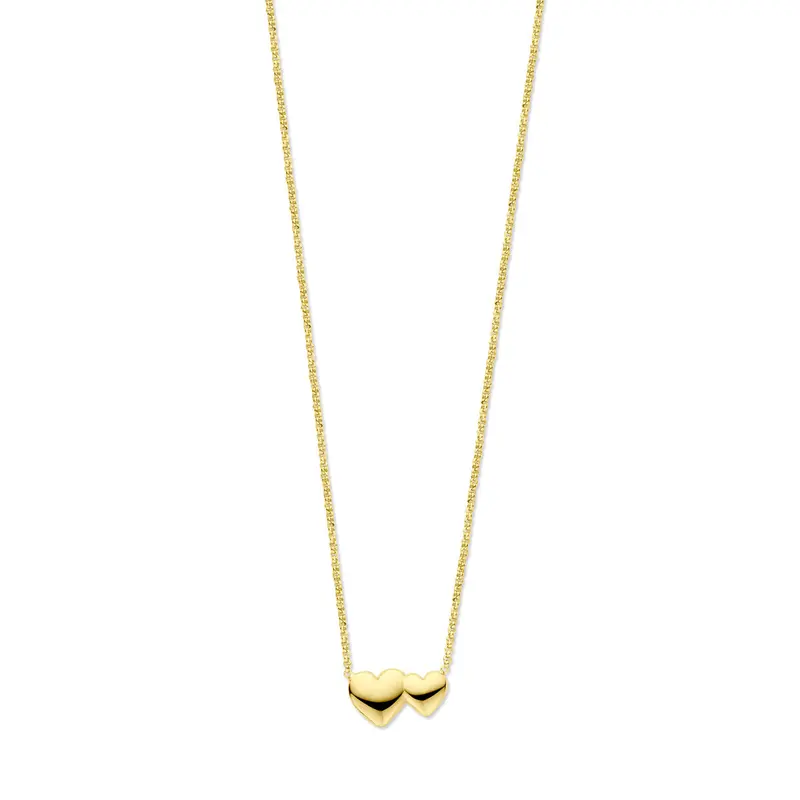 collier hartjes 41 + 4 cm 3 micron zilver verguld (geel)