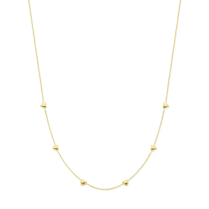collier hartjes 41 + 4 cm 3 micron zilver verguld (geel)