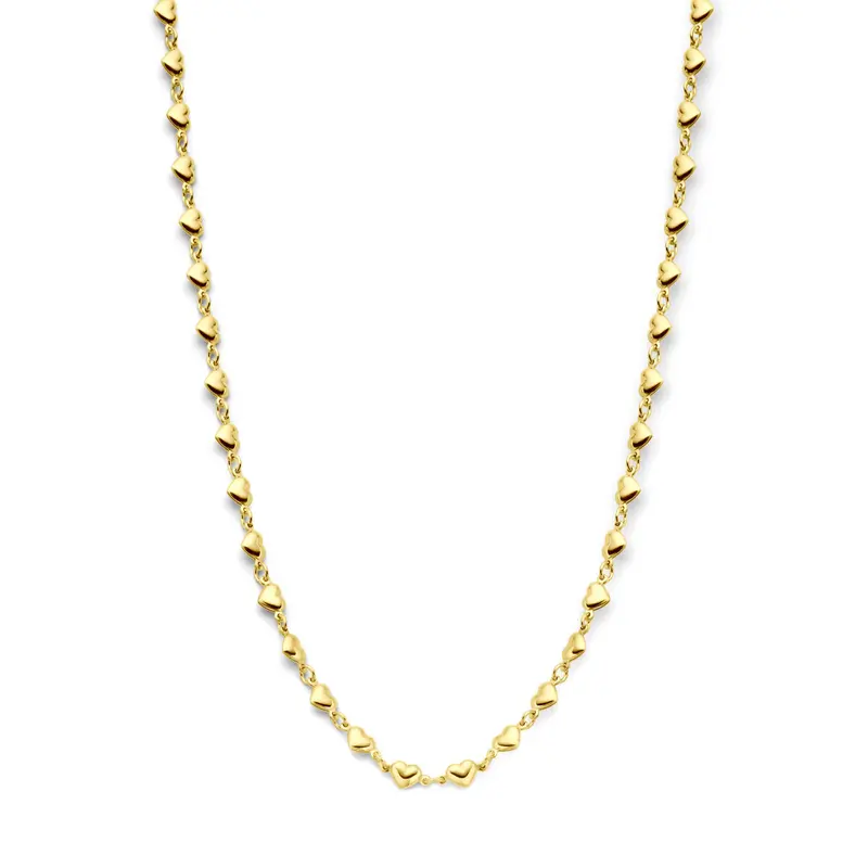 collier hartjes 41 + 4 cm 3 micron zilver verguld (geel)