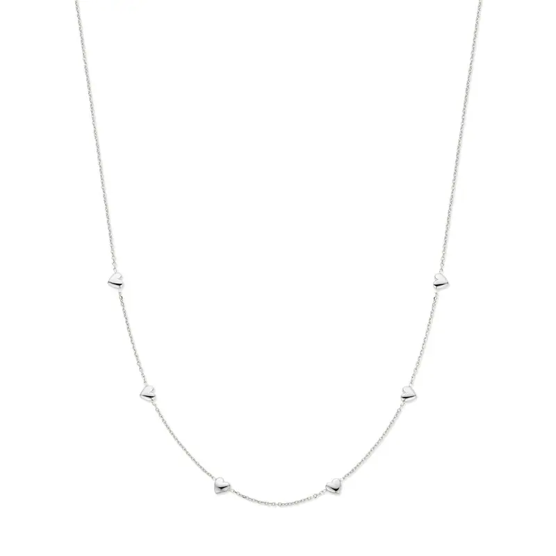 collier hartjes 41 + 4 cm zilver gerhodineerd