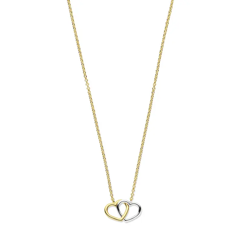collier hartjes 41 - 43 - 45 cm 14K bicolor goud geel/wit