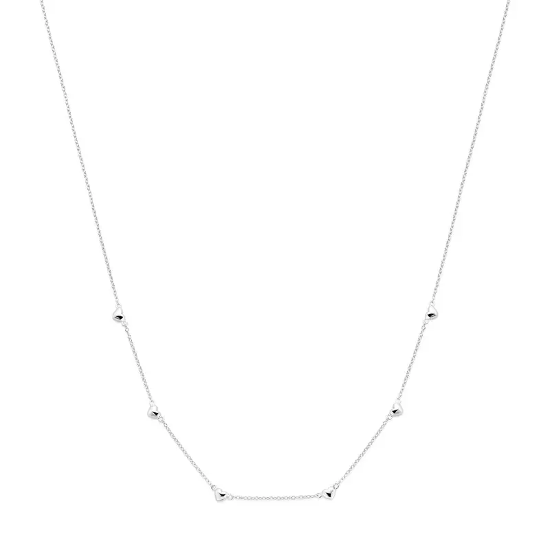 Collier hartjes 41 - 43 - 45 cm zilver gerhodineerd