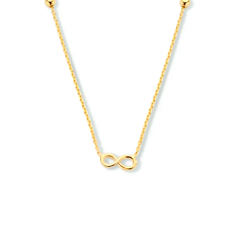 Collier infinity en bolletjes 9K geelgoud 40 - 42 - 44 cm – 8001361