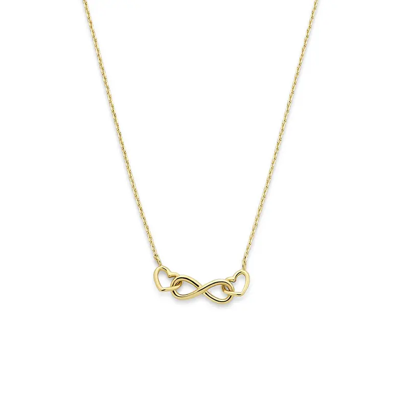 Collier infinity en hartjes 40 - 42 - 44 cm 14K geelgoud