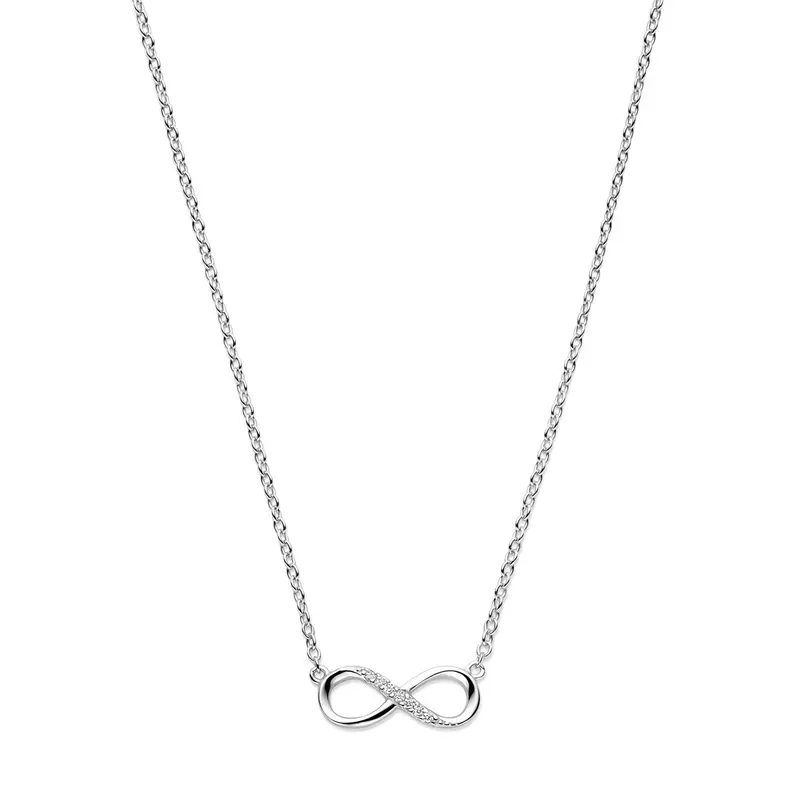 collier infinity zirkonia 41 + 4 cm zilver gerhodineerd