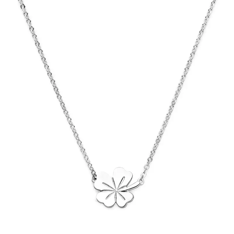 collier klaver 41 + 4 cm zilver gerhodineerd