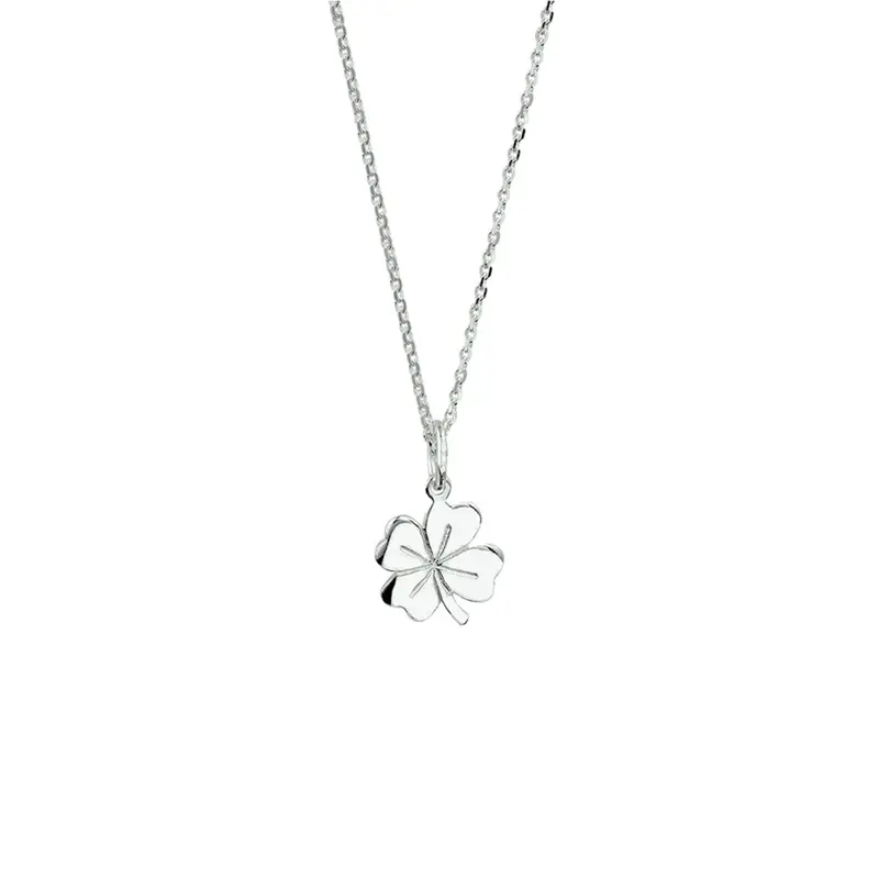 collier klaver 41 + 4 cm zilver wit