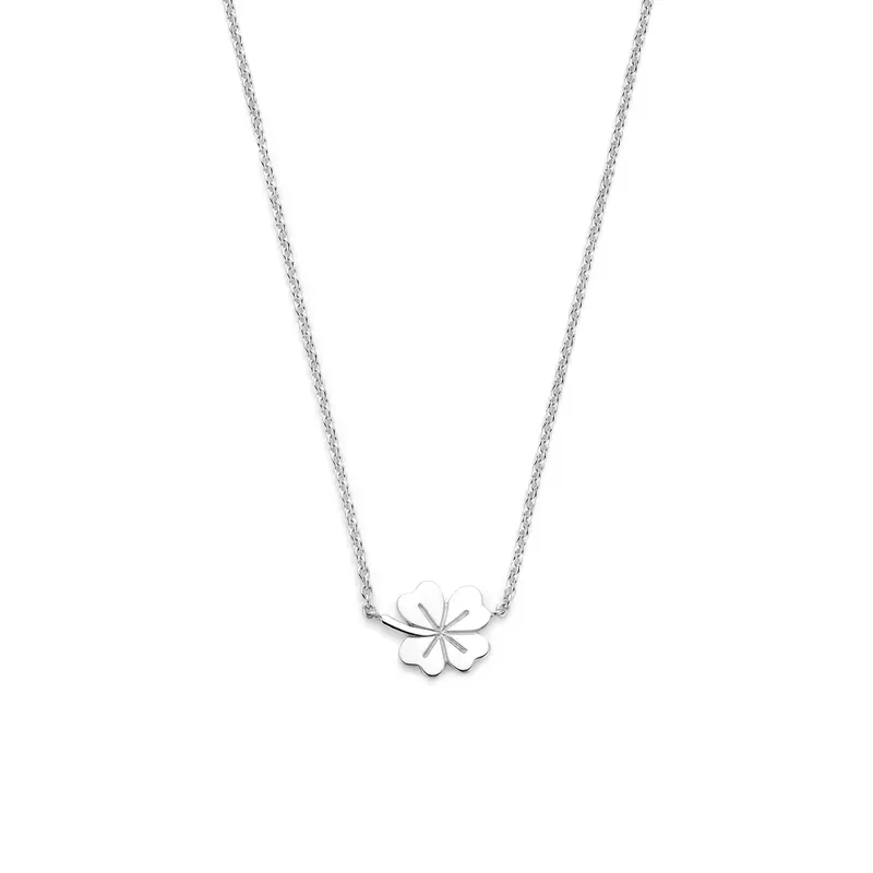 Collier klavertje zilver gerhodineerd 40 - 42 - 44 cm