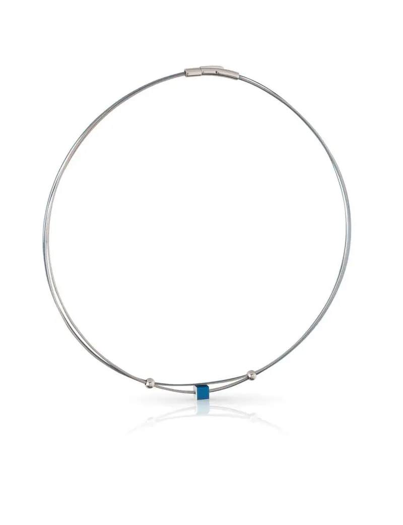 Collier Klein Kubusje Blauw C230B