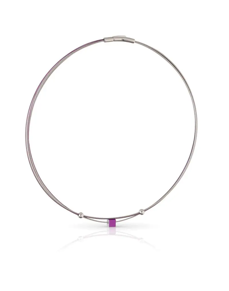 Collier Klein Kubusje Paars C230P