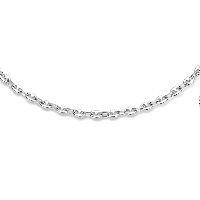 collier koffieboon 3,7 mm 42 + 3 cm zilver gerhodineerd