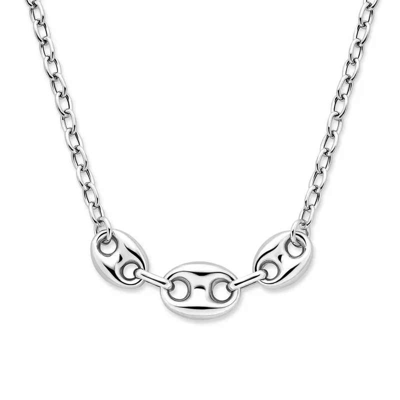 Collier koffieboon 4,3 mm 41 + 4 cm zilver