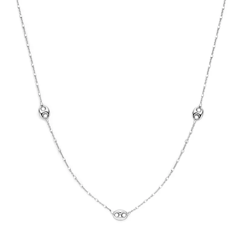 Collier koffieboon zilver gerhodineerd 41 + 4 cm