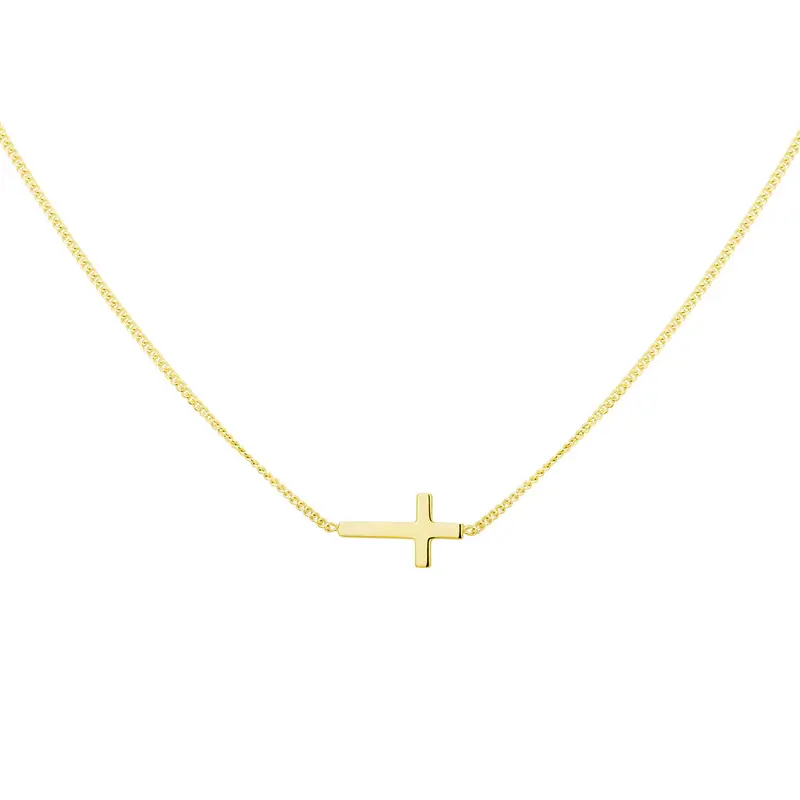 collier kruis 40 + 5 cm 3 micron zilver verguld (geel)