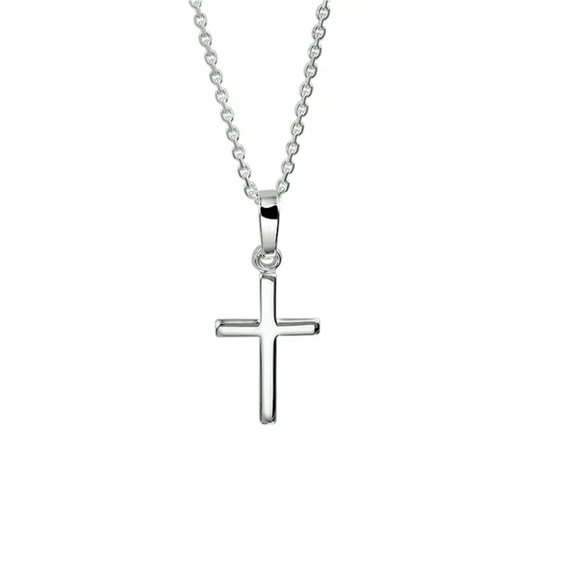 collier kruis 41 + 4 cm zilver gerhodineerd