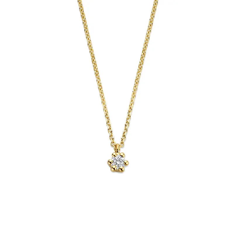 Collier lab grown diamant 0.05ct g vs 40 - 42 - 44 cm 14K geelgoud