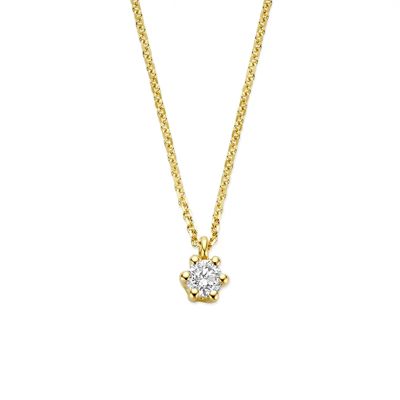 Collier lab grown diamant 0.10ct g vs 40 - 42 - 44 cm 14K geelgoud