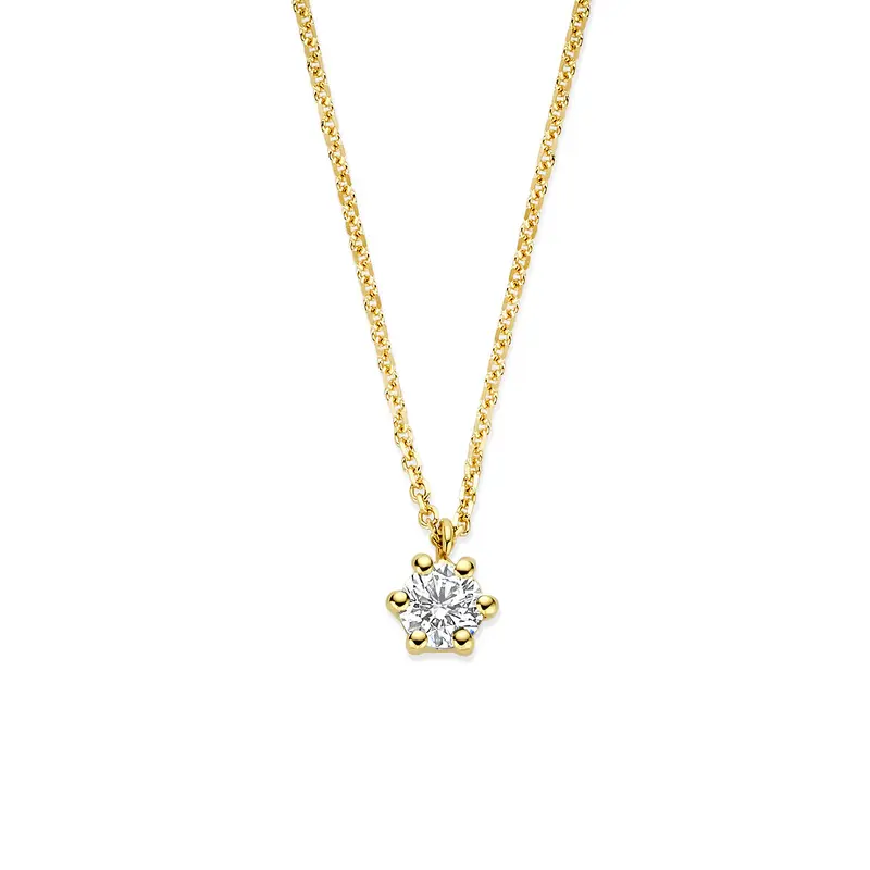 Collier lab grown diamant 0.15ct g vs 40 - 42 - 44 cm 14K geelgoud