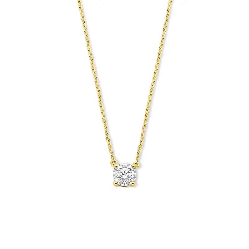 Collier lab grown diamant 0.25ct g vs 41 - 43 - 45 cm 14K geelgoud