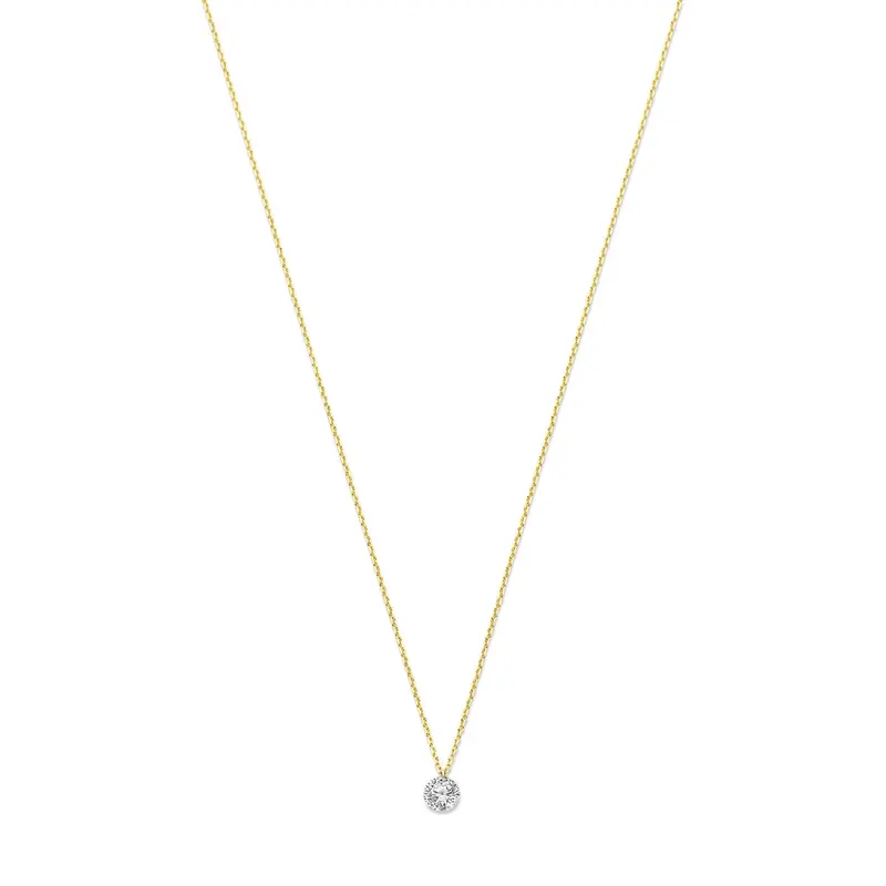 collier lab grown diamant 0,7 mm 40 - 42 - 44 cm 0.25ct g si 14K geelgoud