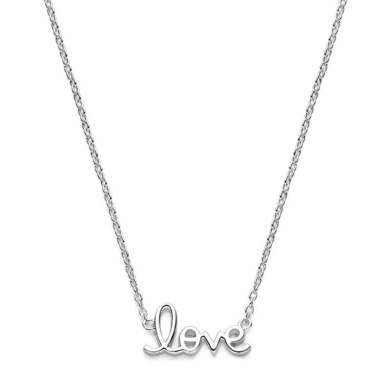 collier love 41 - 43 - 45 cm zilver gerhodineerd