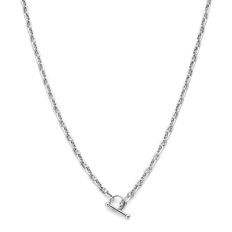 collier marine ronde buis 3,9 mm 42 cm kapittelslot zilver gerhodineerd
