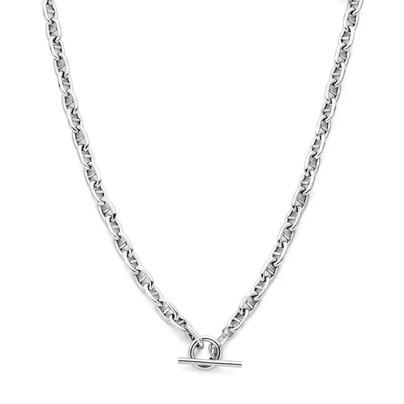 collier marine ronde buis 5,9 mm 42 cm kapittelslot zilver gerhodineerd