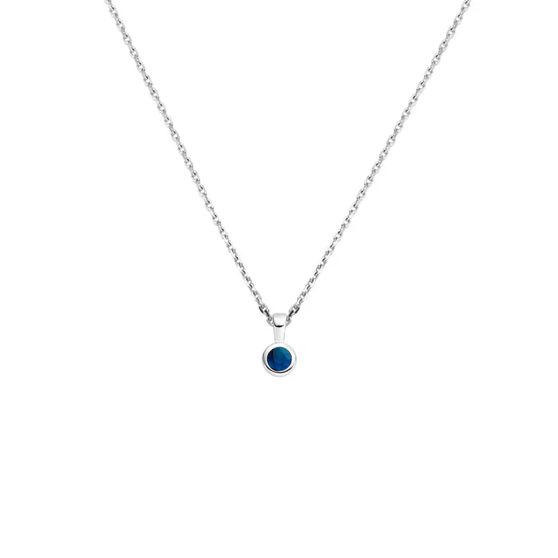 collier met geboortesteen 41 + 4 cm zilver gerhodineerd