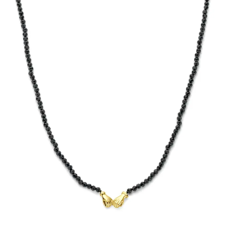 Collier onyx 40 + 5 cm 3 micron zilver verguld