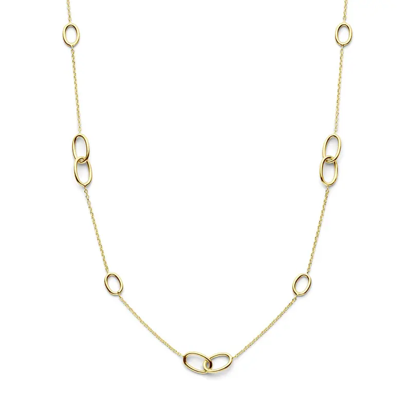 collier ovaaltjes 43 - 45 cm 14K geelgoud