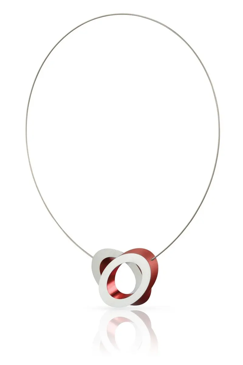 Collier Ovalen op elkaar Rood C70R