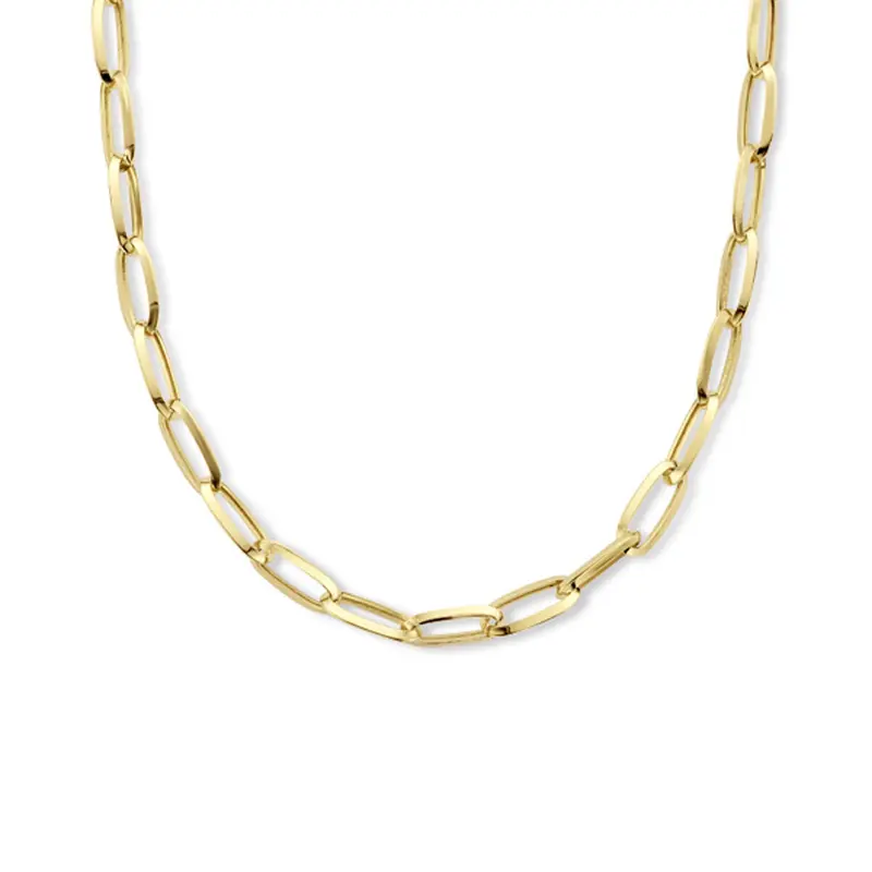 collier paperclip spitse buis 6,0 mm 43 cm 14K geelgoud