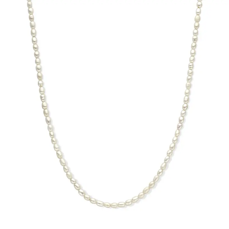 collier parel 3,8 mm 50 + 5 cm zilver gerhodineerd