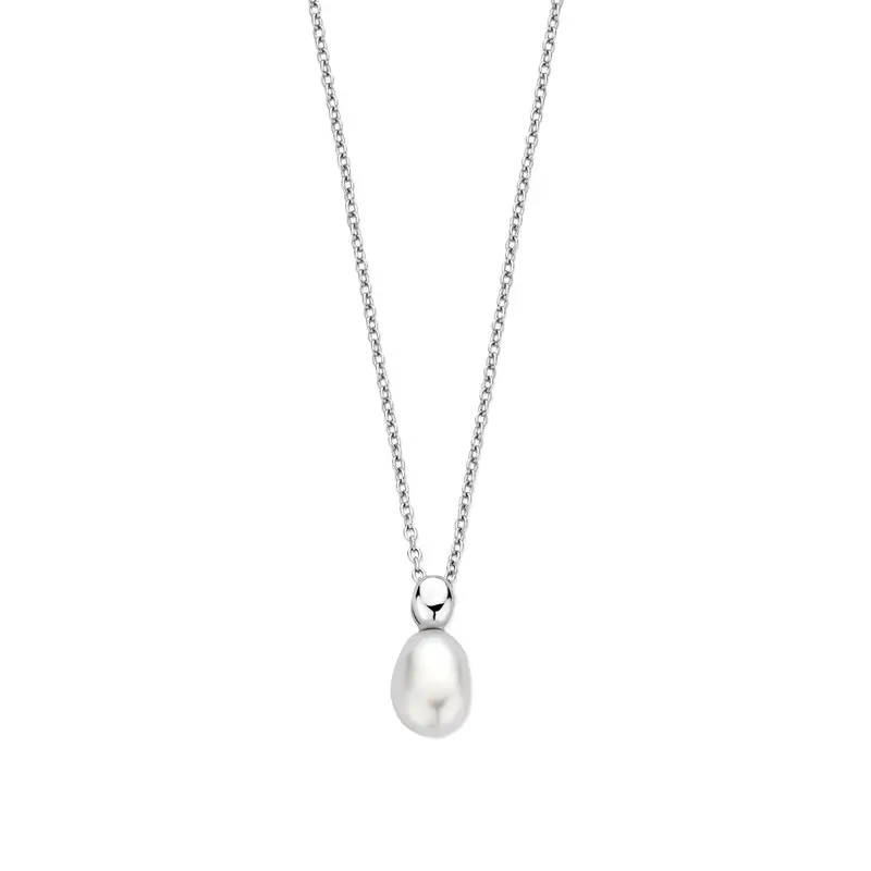Collier parel 40 + 4 cm gerhodineerd zilver 14 x 6,5 mm – 1340793