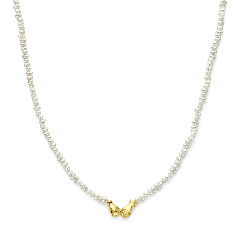 Collier parels 40 + 5 cm 3 micron zilver verguld