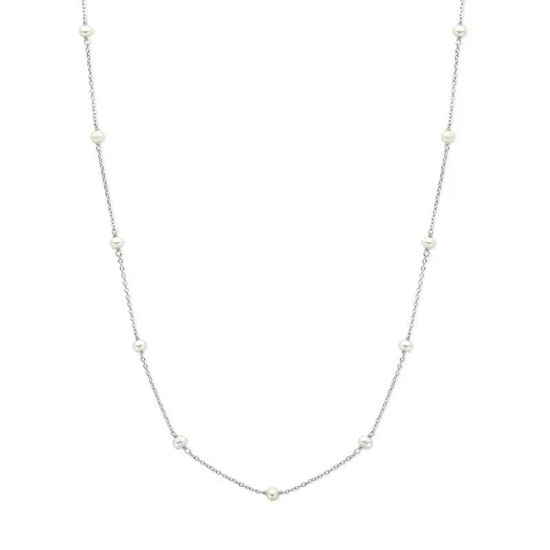 Collier parels 41 + 4 cm zilver gerhodineerd – 1341148