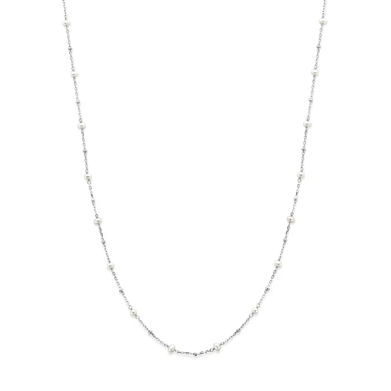 Collier parels 41 + 4 cm zilver gerhodineerd – 1341149