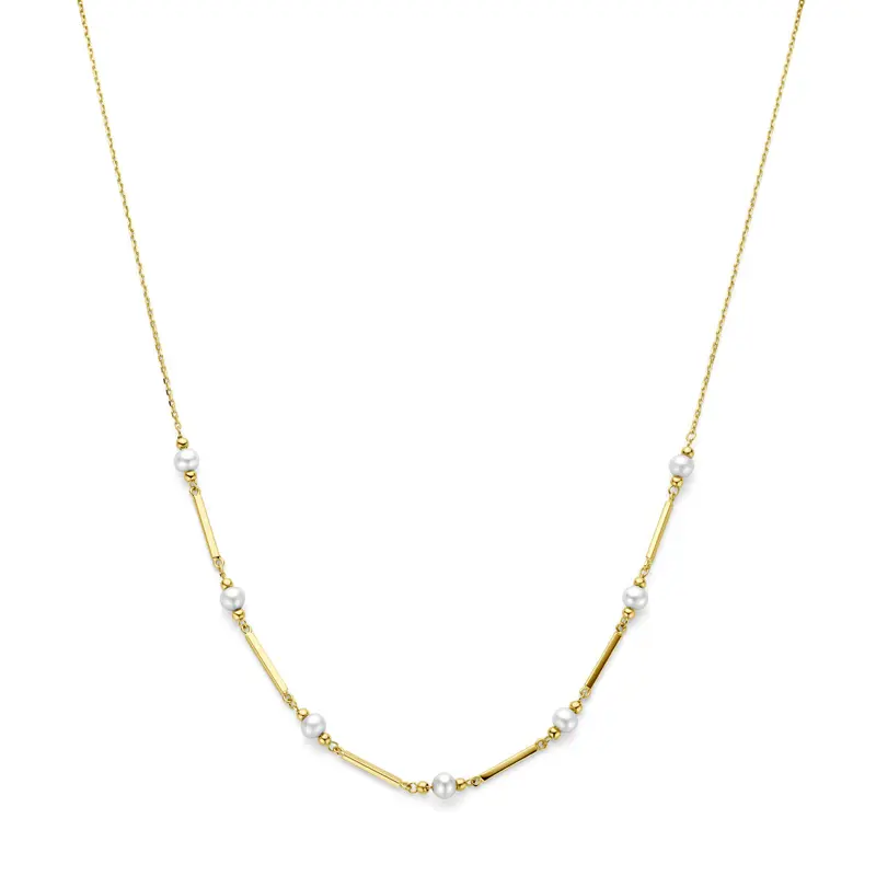 collier parels 42 + 3 cm 14K geelgoud
