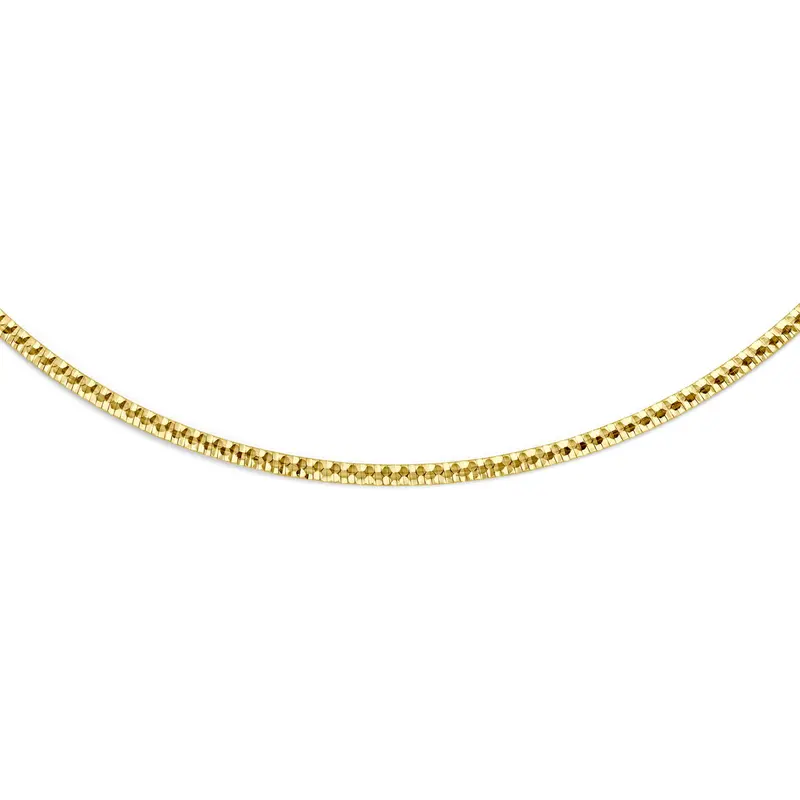 Collier platte omega gediamanteerd 2,5 mm 45 cm 14K geelgoud