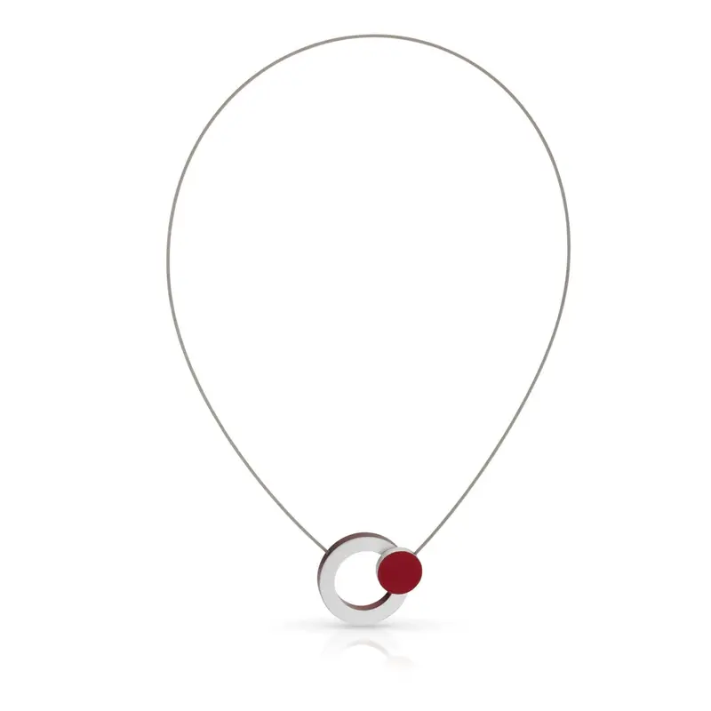 Collier Ring met rood rondje C270R