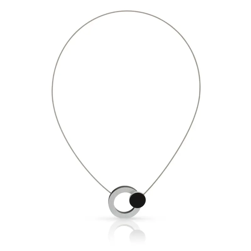 Collier Ring met zwart rondje C270Z