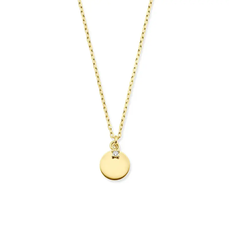 Collier rondje zirkonia 40 - 42 - 44 cm 14K geelgoud