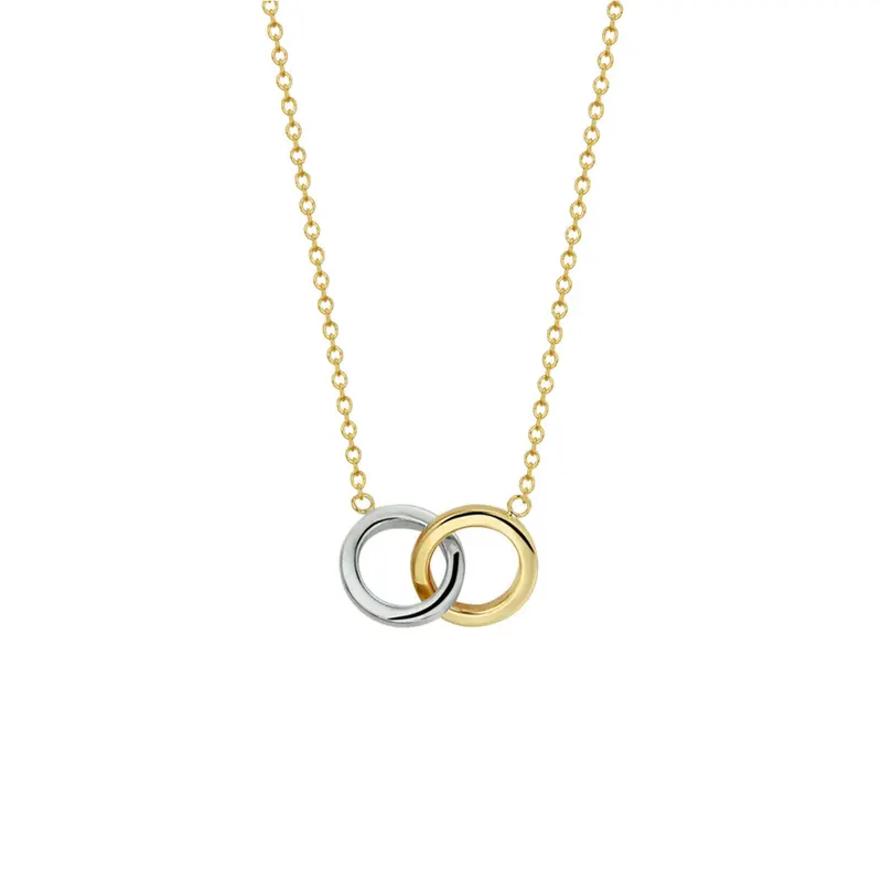 collier rondjes 40 - 42 - 44 cm 14K bicolor goud geel/wit