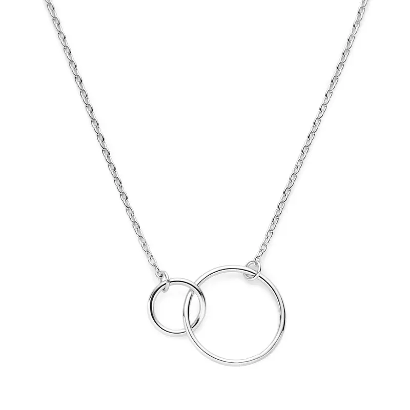 collier rondjes 41 + 4 cm zilver gerhodineerd