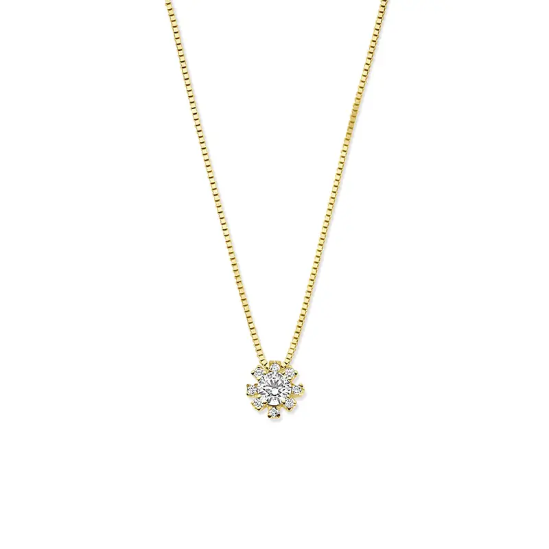Collier rozet zirkonia 40 - 42 - 44 cm 14K geelgoud
