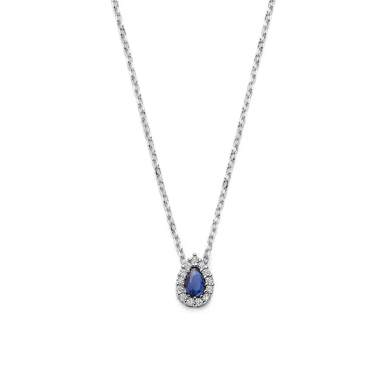 Collier saffier zirkonia 41 - 43 - 45 cm zilver 8,5 x 6 mm – 1341443