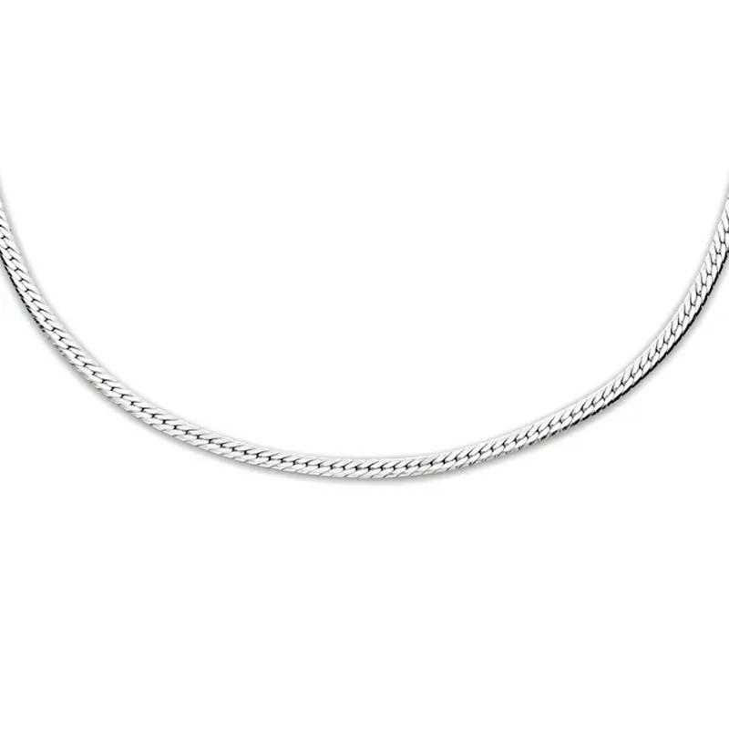 collier slang plat 1,7 mm 40 + 5 cm zilver gerhodineerd