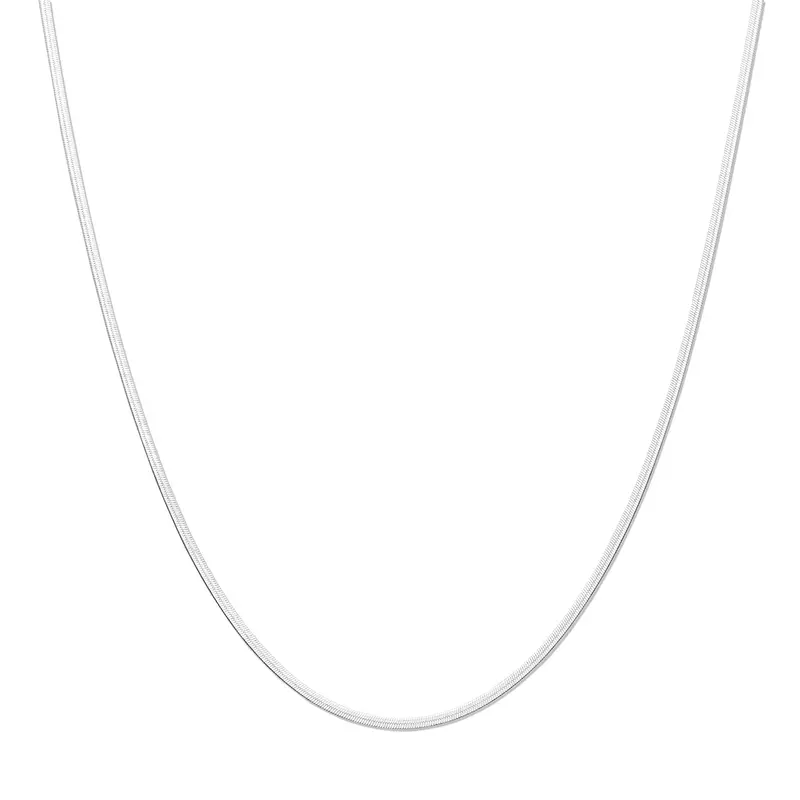 Collier slang plat 2 mm zilver gerhodineerd 43 cm