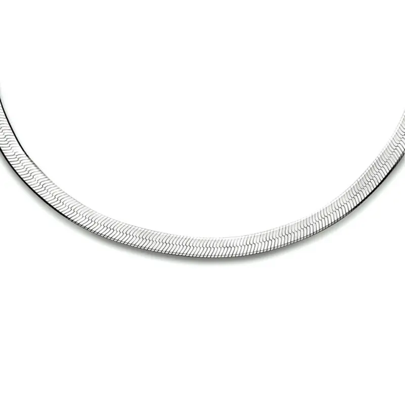 collier slang plat 3,3 mm 40 + 5 cm zilver gerhodineerd