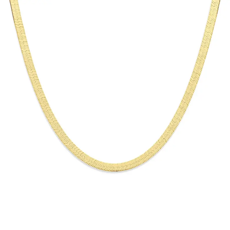 collier slang plat 7 mm 43 cm 3 micron zilver verguld (geel)